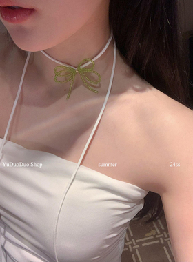 甜酷小众手工diy蝴蝶结串珠颈链