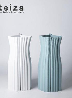 Oteiza简约现代3D打印陶瓷花器样板房客厅干花插花餐桌装饰品摆件