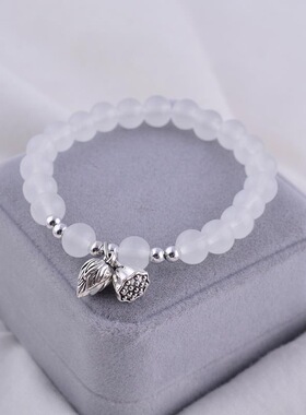 古风手串莲花手链女韩版少女心串珠弹力绳手环闺蜜糖果色手链