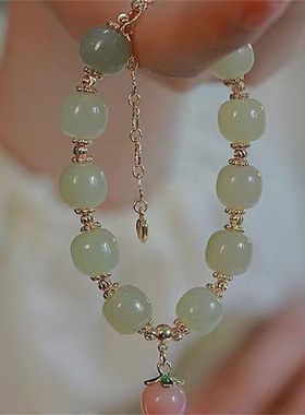 桃之夭夭水蜜桃手串简约个性温柔小众设计双层手链女逃之夭夭