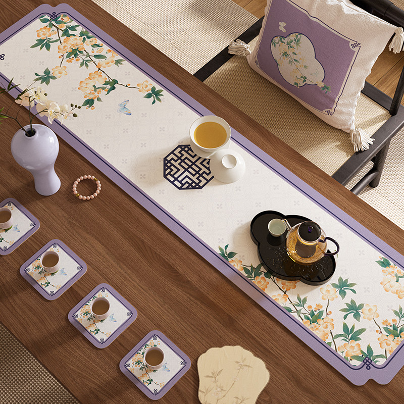 紫玉棠新中式桌旗新款新古典中国风茶席茶垫茶台垫布防水茶几桌布,淘宝优惠券,粉丝福利购,淘宝优惠卷