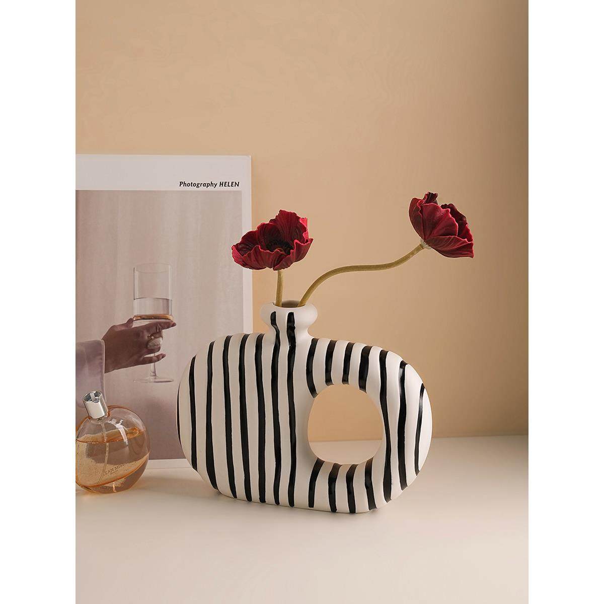 中古简约陶瓷花瓶摆件客厅插花轻奢高级感民宿桌面电视柜装饰花器,淘宝优惠券,粉丝福利购,淘宝优惠卷