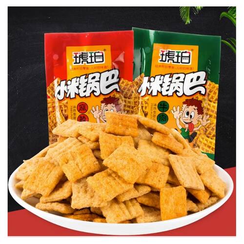 琥珀小米锅巴薯片8090后怀旧儿时回忆解馋小吃零食童年休闲食品 - 图0