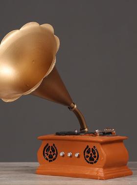 怀旧复古唱片机留声机模型橱窗摆件咖啡厅酒吧客厅装饰品摄影道具