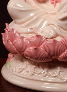 戴玉堂陶瓷摆件《玉红瓷文殊菩萨普贤菩萨》佛像供奉家用家居饰品