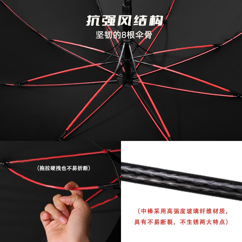 8骨自动长雨伞加大加固结实纤维伞骨抗风暴雨男女通用弯钩长柄伞 - 图2