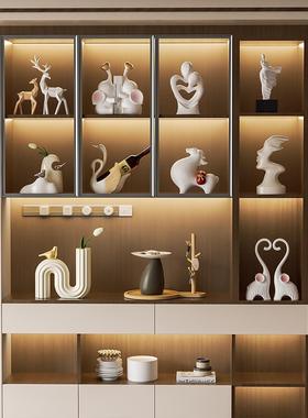 客厅饰品摆件高级感小众艺术软装轻奢家居电视背景墙酒柜工艺品