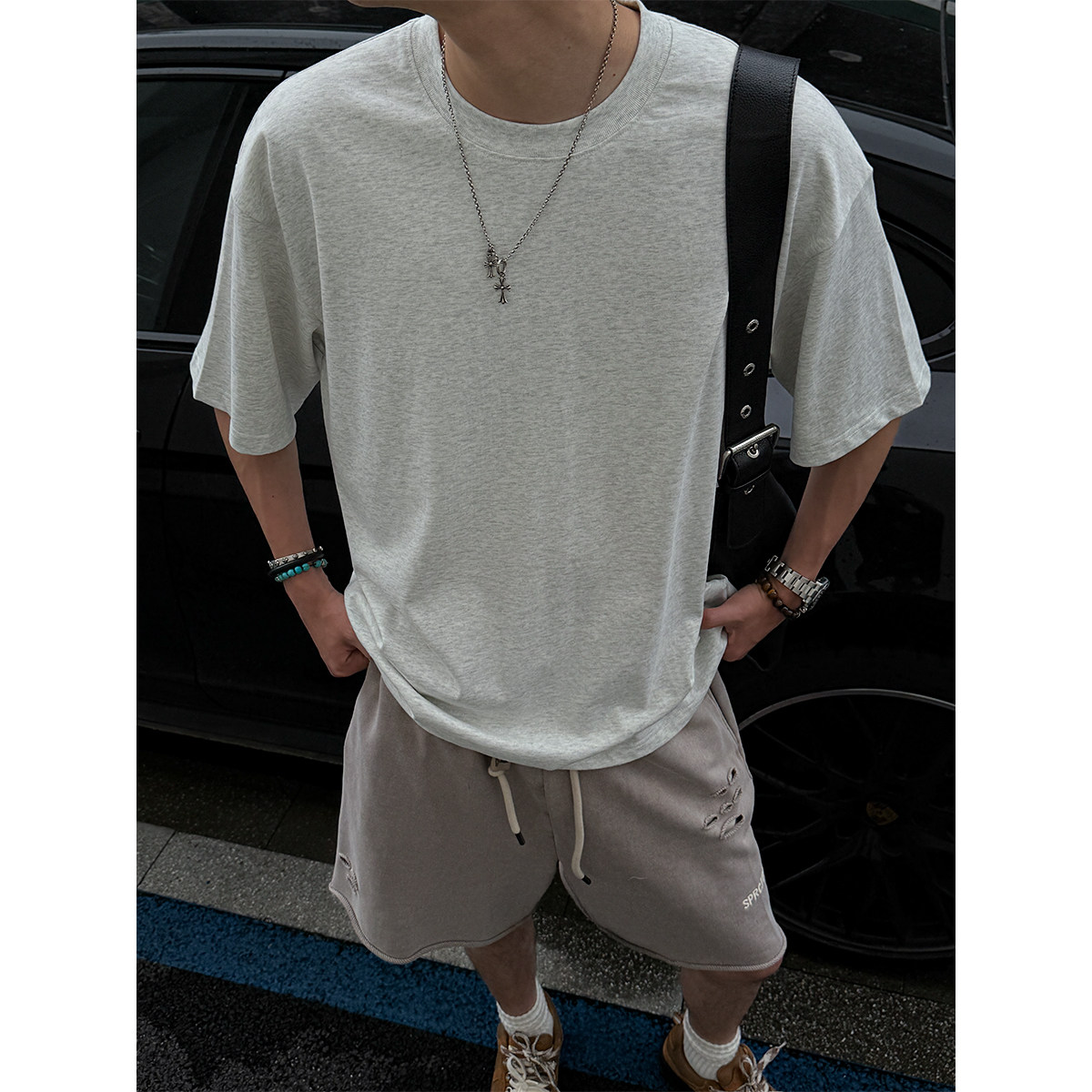 MANCHER 26S纯棉双纱平纹300G重磅基础款纯色T恤男夏季宽松短袖潮,淘宝优惠券,粉丝福利购,淘宝优惠卷