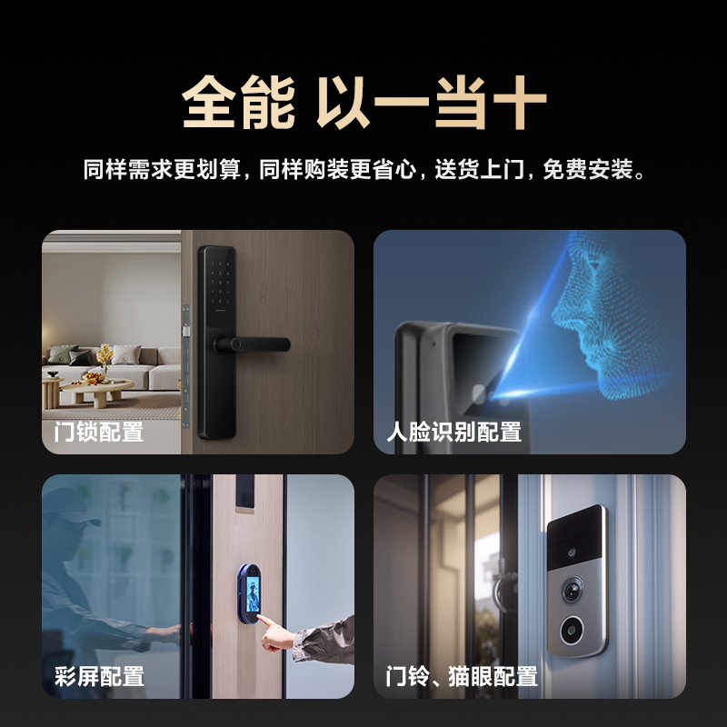 【旗舰新款】云掌门一体化智能门锁C1 防盗门入户门大门接入米家 - 图0