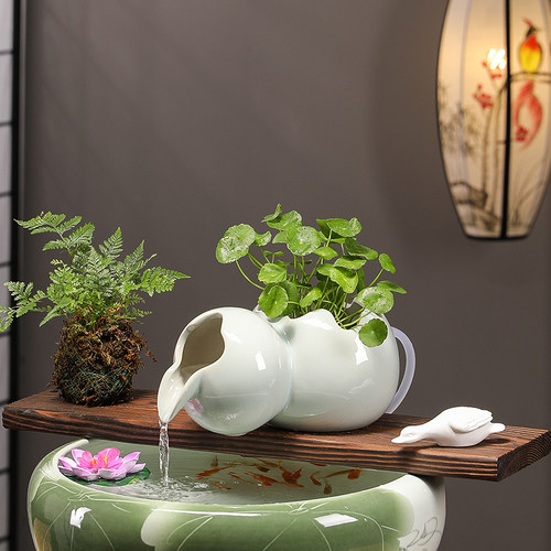 鱼缸造景摆件古法养鱼过滤器流水循环陶罐庭院生态缸造景全套配件 - 图1