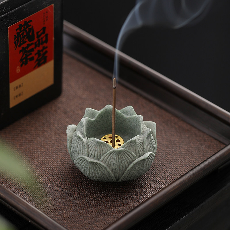 青砂石莲花线香插座创意小香炉家用室内香器线香香托茶桌檀香薰炉,淘宝优惠券,粉丝福利购,淘宝优惠卷
