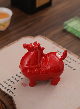 马到成功摆件陶瓷红色招财唐马工艺创意中式客厅办公室家居装饰