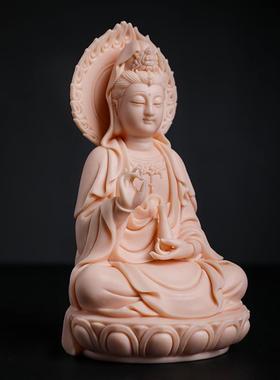 戴玉堂陶瓷摆件《5″佛光观音玉红》小佛像供奉家用观世音菩萨