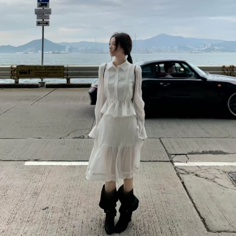 高级感时尚皮衣外套温柔气质白色衬衫女春季小众休闲半身裙三件套,淘宝优惠券,粉丝福利购,淘宝优惠卷