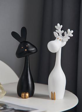 兔子摆件轻奢高档客厅酒柜装饰品家居玄关电视柜子高级感小众软装