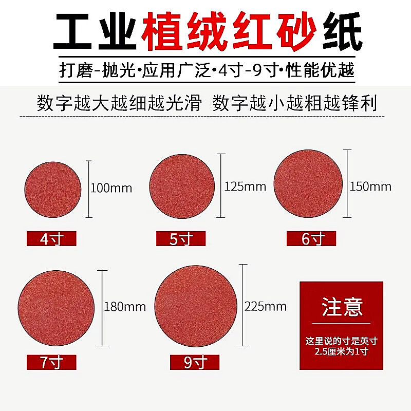 鸥美5寸圆盘125MM植绒砂纸片砂纸植绒砂纸自粘式砂盘拉绒片背绒片 - 图0