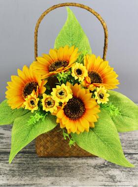 高档向日葵把束太阳花家居摆放软装田园风太阳花装饰插花