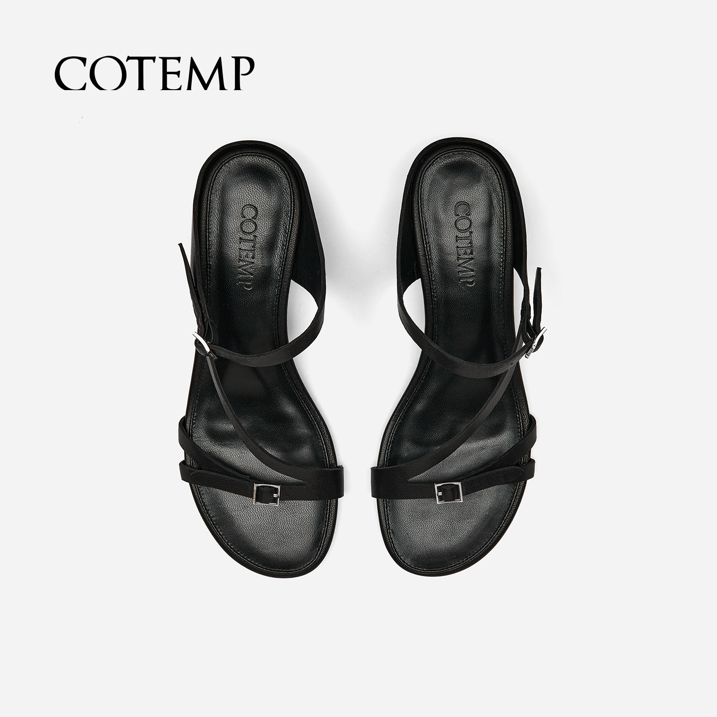 cotempBahati Kaha 26SS新款圆头方扣绑带小猫跟凉鞋子女