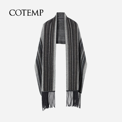 cotemp Koselig Wrap 25HOLIDAY羊绒混纺经典条纹披肩围巾 - 图1