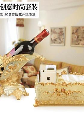 轻奢高级感红酒架摆件高档创意乔迁新居酒柜酒架装饰品客厅家用