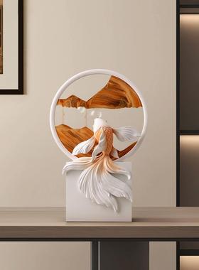 创意跃鱼龙门流沙绘画装饰品家居客厅酒柜电视柜入口无障碍豪华乔