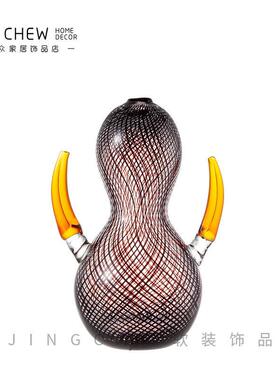 现代轻奢高级艺术感玻璃摆件酒店大堂别墅会所样板样品屋展示中心