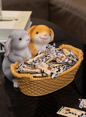 入门玄关鞋柜装饰摆设可爱兔子收纳钥匙摆件居家桌面装饰物工艺品