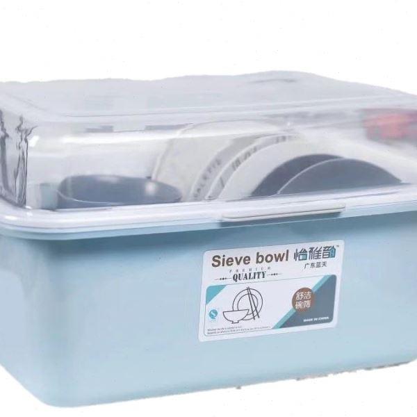 大号厨房沥水碗架家用带盖防尘碗碟收纳箱碗筷餐具收纳盒收纳碗柜 - 图2