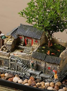 新中式禅意盆景摆件客厅办公室内书柜博古架装饰品桌面微景观造景