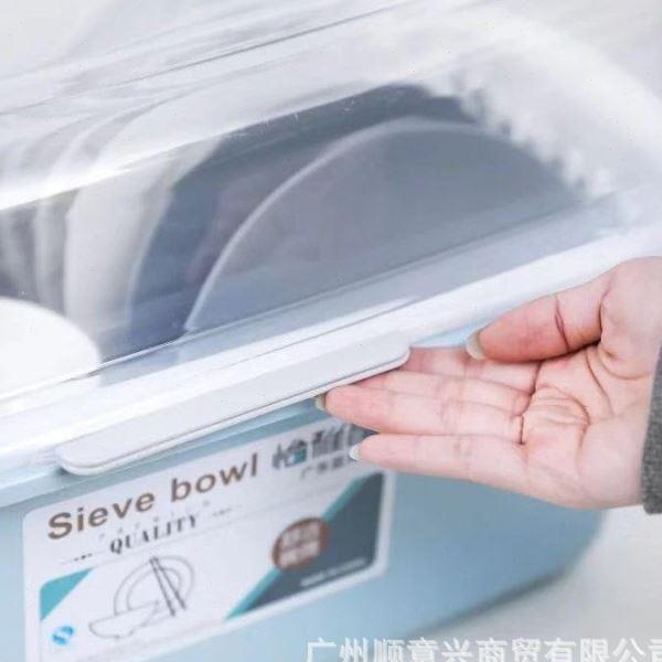 大号厨房沥水碗架家用带盖防尘碗碟收纳箱碗筷餐具收纳盒收纳碗柜 - 图0
