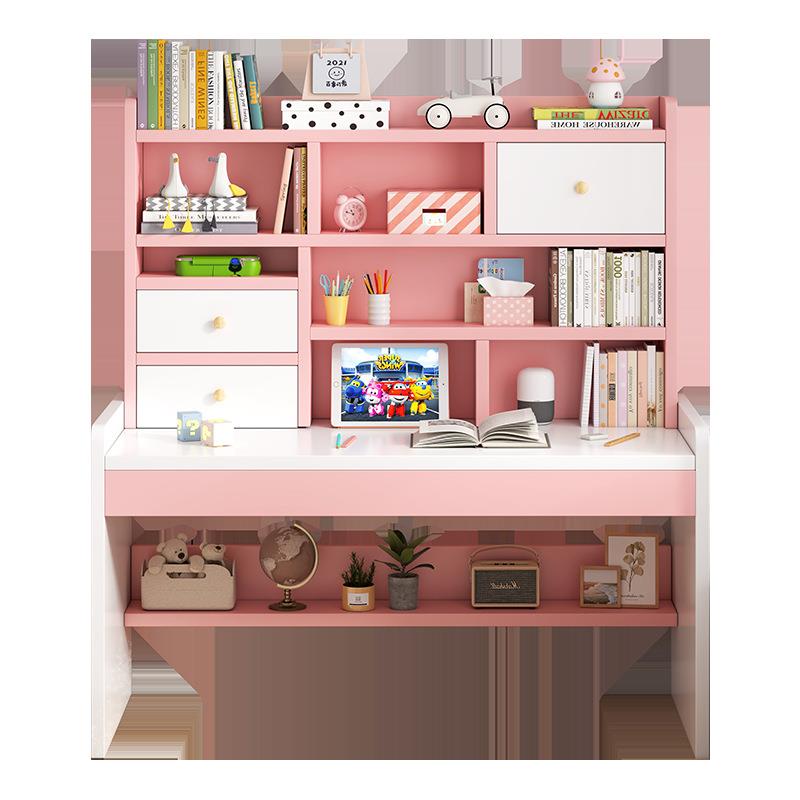 Children's desk bookshelf bookcase integrated primary school student bedroom writing desk study table and chair set home computer desk