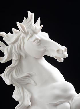 陶瓷大号马摆件招财办公室客厅家居装饰品白瓷工艺品马到成功摆设