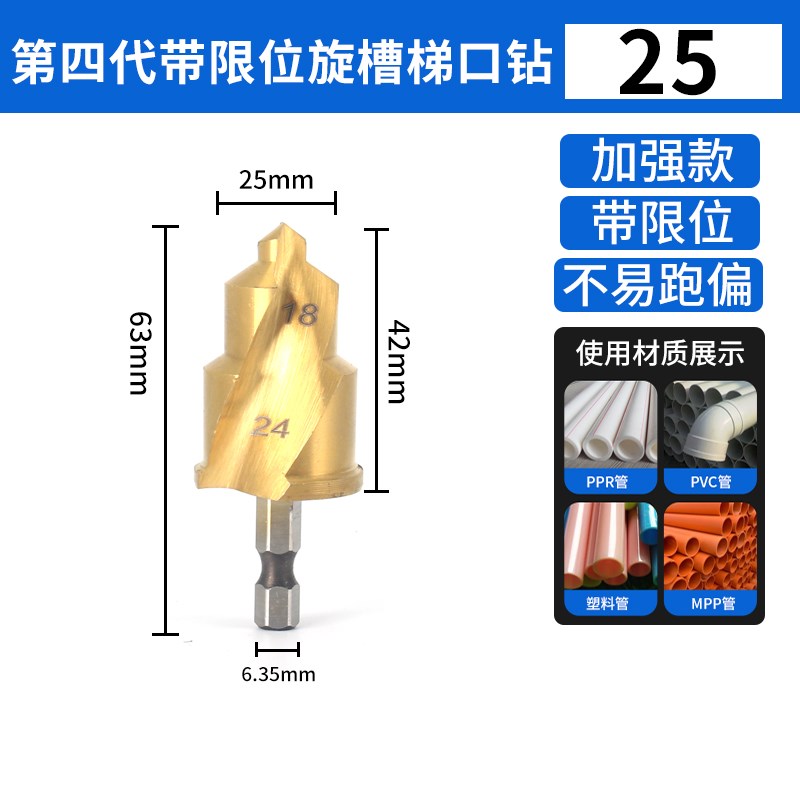 新款PPR提口钻头四六分水管打孔器水管修复钻水电工扩孔20/25/32 - 图0