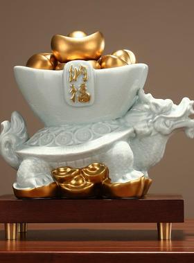 陶瓷聚宝龙关龟摆件家居JY-022电柜办公室盆视博古架装饰玄客厅现