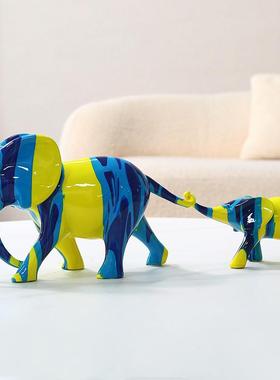 彩母色树脂工G287艺品家装饰子卧象摆居件客厅室书桌家居装饰软装