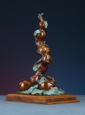 5Z客W五福临门彩铜葫品芦F76M5755摆件家居装公饰品厅玄关办室工