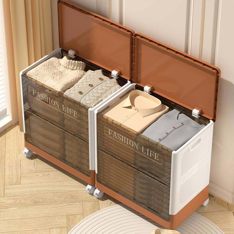 衣服收纳箱翻盖大容量家用带滑轮衣物整理箱被子玩具多功能储物柜,淘宝优惠券,粉丝福利购,淘宝优惠卷