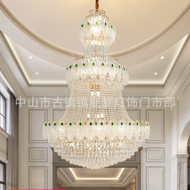 复晶式楼水大灯后现代轻厅奢风格孔雀灯VUG别墅吊大楼梯长吊灯 - 图2