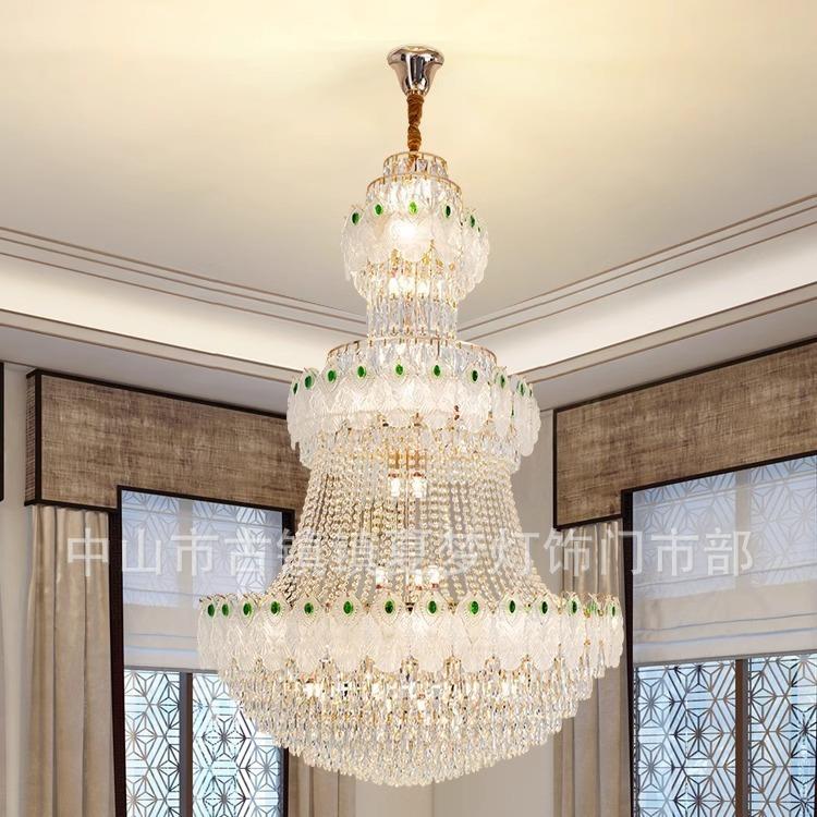 复晶式楼水大灯后现代轻厅奢风格孔雀灯VUG别墅吊大楼梯长吊灯 - 图3