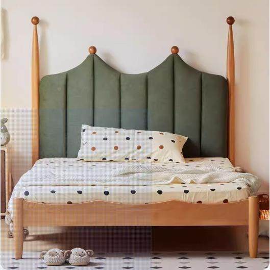 儿童床男孩软包床青少年卧室006女孩实床1.木25米1.3桃木儿樱童床,淘宝优惠券,粉丝福利购,淘宝优惠卷