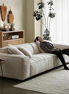 法式简约方块亚麻布沙发客厅大小户型组合极简民宿多人位羽绒沙发