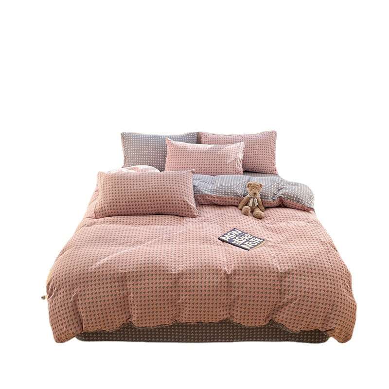 母婴级A类提花色织双层纱四件套柔软透气床单被套纯棉全棉床笠4件 - 图3