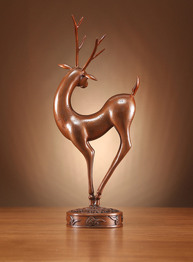 铜欣祥 紫铜福禄寿喜梅花鹿摆件 家居装饰品客厅办公室工艺品摆设