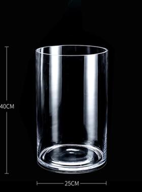 特大号落地花瓶玻璃鱼缸摆件水养富贵竹水竹百合插花客厅家用透明