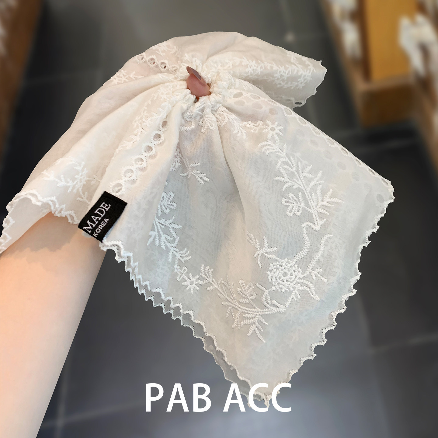 韩国徐璐同款白双层刺绣花纹方巾肥肠圈超大宽边显发量多皮筋发圈,淘宝优惠券,粉丝福利购,淘宝优惠卷