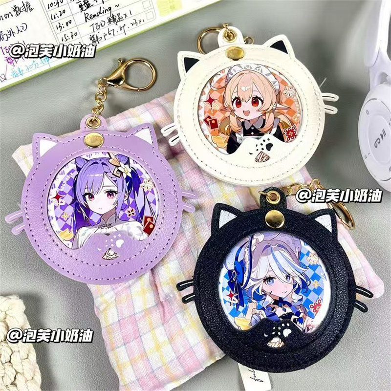 新款皮质猫咪吧唧托晕染猫耳徽章谷子收纳展示套可爱痛包装饰挂件,淘宝优惠券,粉丝福利购,淘宝优惠卷