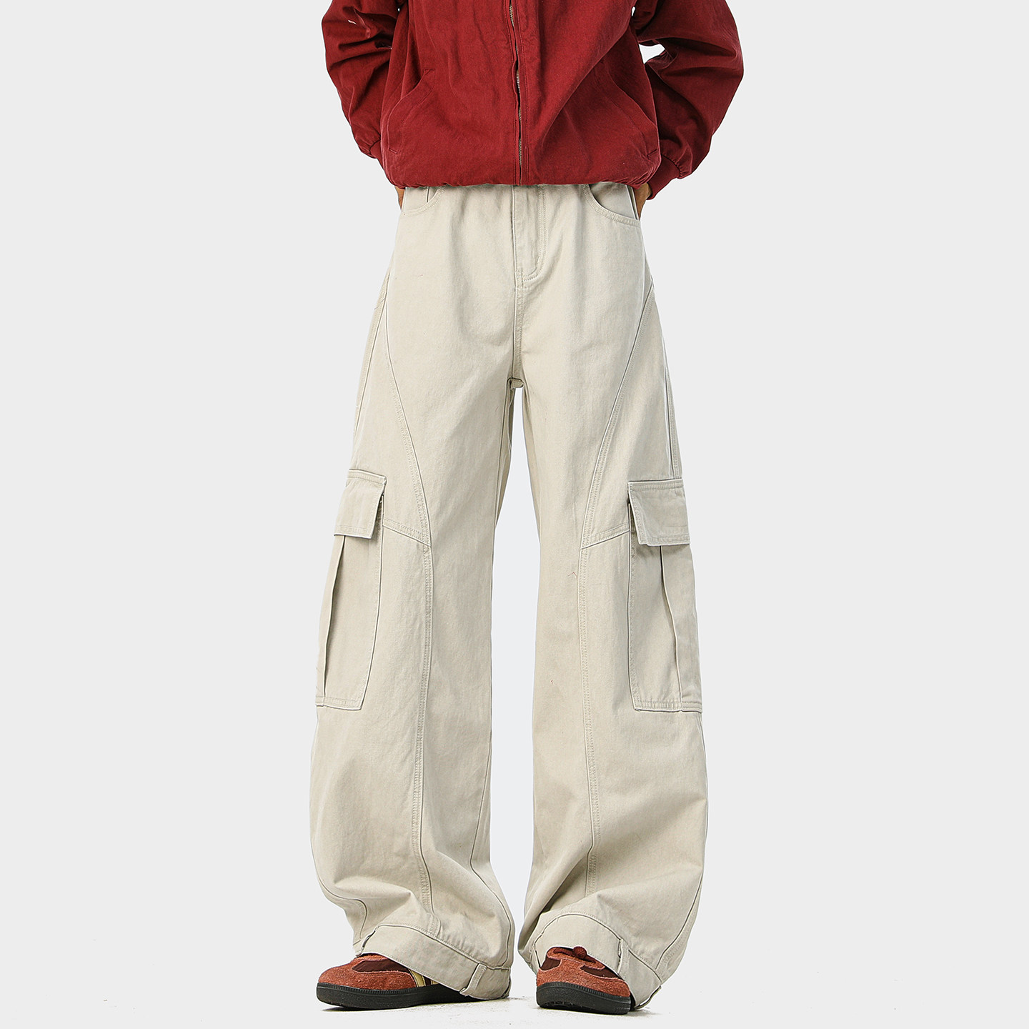 SHAPOES秋冬季男生美式纯棉工装裤男士直筒宽松休闲裤多口袋长裤,淘宝优惠券,粉丝福利购,淘宝优惠卷