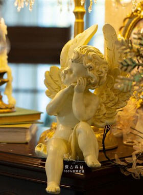 速发面古森林树脂欧式桌复小天使摆件克膏雕塑巴洛石风拍照婚庆道