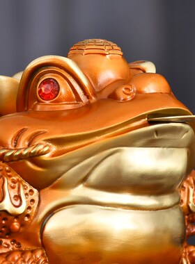 速发纯黄铜金蟾蝉件金摆件业店铺收银礼品公司招摆开三足八方铜蟾