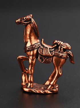 速发实心小铜马摆件紫铜仿古微雕肖件生十马铜雕铜手把二古玩铜雕